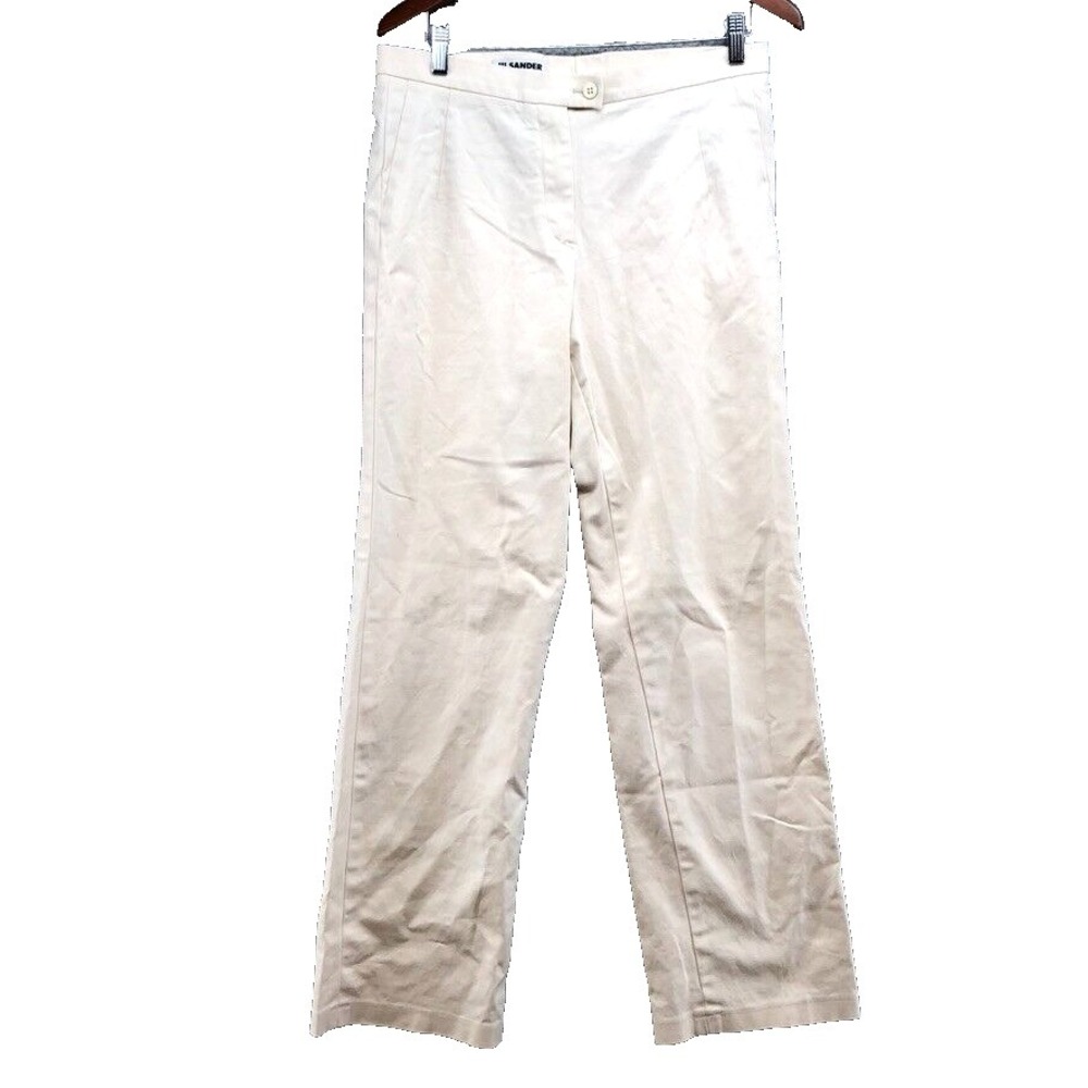 Jil Sander Dress Pants Womens Small Light Khaki Straight Leg Mid Rise Preppy‎